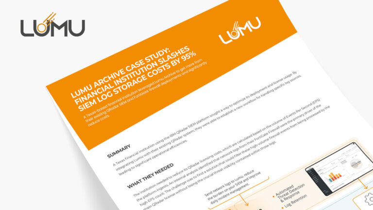 Lumu Archive Case Study: Financial Institution Slashes Siem Log Storage Costs by 95%
